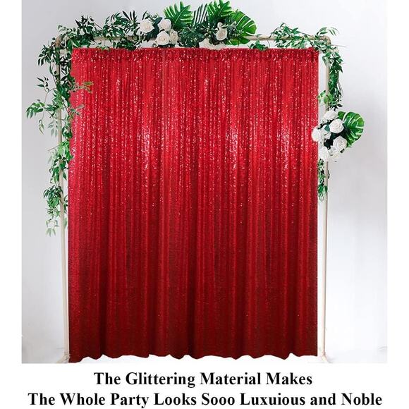7FT x 4Ft Red Sequin Photo Backdrop Background - Picture 4 of 5